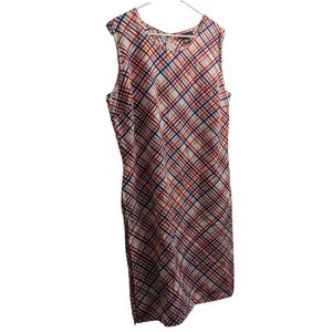 Ashley Stewart Sleeveless Red and Blue Plaid Sleeveless Midi Dress 14/16